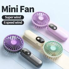 3-In-1 Foldable USB Powered Fan With 6 Wind Speeds & Digital Display, Portable Makeup Fan With Stand, 90°Adjustable For Handheld, Neck, And Desktop Use, Suitable For Travel, Beach, And Outdoor