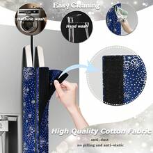 3PCS Refrigerator Door Handle Covers Kitchen Decor Keep Appliance Clean Anti-Static Stains Fridge Dishwashers Velvet (Black) - In bạc xanh - Xem 9