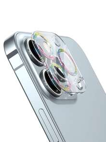 1 件闪钻苹果 15ProMax 镜头膜一体式兼容 11 12 13 14 15 16 Pro Plus Pro Max Mini 手机相机 13Pro 保护环边框盖钢化玻璃透明水钻镜头膜 - 彩色 - 查看 3