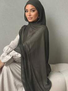 1pc Modal Viscose Solid Muslim Hijab, Fashion Breathable Plain Lightweight Headscarf, Double Needle Lockstitch Refined Edging Craftsmanship, Women Scarf For Lady, Suitable For All Seasons