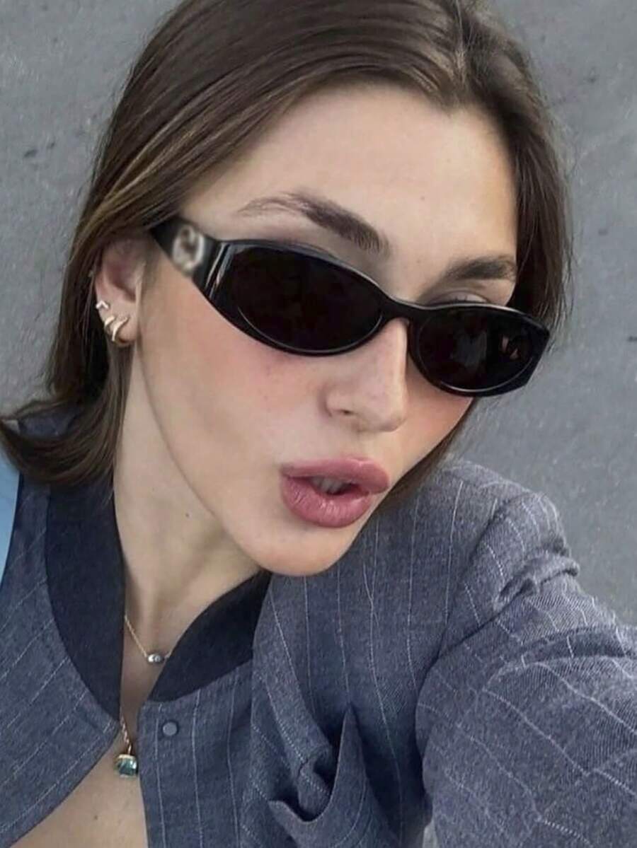 1 件椭圆形小框女士时尚眼镜，休闲百搭，适合各种场合佩戴椭圆形墨镜