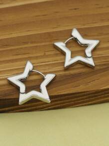 1 Pair Fashionable Minimalist Geometric Star Earrings For Women, Suitable For Banquet, Party, Holiday And Daily Wear