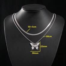 1 Stück, modischer Edelstahl geometrischer einfacher Schmetterling Anhänger Halskette, exquisite Schlüsselbein Kette Anhänger Halskette, minimalistisches luxuriöses Accessoire Geschenk