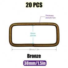 20 chiếc/gói 10-38mm Vòng khóa hình chữ nhật bằng kim loại Vòng khóa trượt cho thắt lưng, dây đeo ba lô, túi xách, vòng cổ thú cưng, phụ kiện tự làm - Nhiều màu - Xem 26