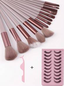15 pièces Ensemble de pinceaux de maquillage, 13 pinceaux de maquillage et 2 éponges de maquillage, utilisation double humide et sèche, outils de maquillage essentiels, cadeau idéal pour Noël, Nouvel An, Fête des Mères, Remise des diplômes