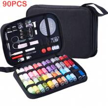 130/72 piezas Kit de suministros de costura, caja de herramientas de costura con agujas, tijeras, dedal, cinta métrica para manualidades en el hogar