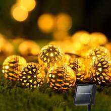Solar Moroccan Ball String Lights, Outdoor String Lights With 8 Modes, Decorative String Lights For Patio Grass And Terrace