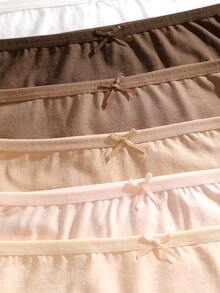 10 Pcs Of Women's Multi-Color Cotton Simple Comfortable Breathable Bow Tie Low Waist Sexy Panties Ladies Underwear - 彩色 - 查看 6