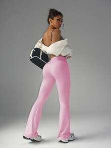 FWH 时尚休闲极简提臀蜜桃塑形优雅街头复古显瘦低调奢华俏皮可爱青春校园经典拉长腿部线条浪漫简约三件套活力高端紧身高腰百搭多色喇叭裤新品欧美风收腹运动阔腿瑜伽裤紧身裤春季 - 彩色 - 查看 5