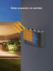 Solar Outdoor Patio Light, 10 LED Bulbs Wall Mounted Fence Wash Light, Up/Down Lighting, Suitable For Exterior Wall, Full Brightness Use, Energy-Saving LED Lighting Modern Pendant Light, Acrylic LED Lamp, Patio Outdoor Light