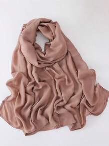 1pc Modal Viscose Solid Muslim Hijab, Fashion Breathable Plain Lightweight Headscarf, Double Needle Lockstitch Refined Edging Craftsmanship, Women Scarf For Lady, Suitable For All Seasons