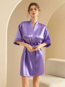 Women's Silk Nightgown Wedding Dressing Robe Lightweight Cardigan Robe Bridal Morning Robe Friend's Robe, Suitable For Home And Hotel Wear.