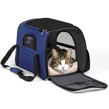Secure Zipper Anti-Escape Pet Carrier Backpack | Spacious Ventilated Foldable Cat/Dog Travel Bag | Car & Airline Approved Collapsible Cage With Breathable Design - 深藍色 - 查看 9