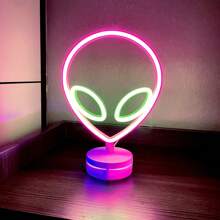 1 件鸡尾酒形 LED 霓虹灯，外星人，鸡尾酒 LED 灯适用于家庭卧室墙壁装饰，适用于房间、露营、酒吧、影响者直播、生日派对、求婚、情人节、母亲节、游戏室、家居装饰、派对装饰、圣诞节和其他节日装饰和礼物