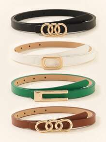 3pcs Women's Casual Neutral Style Assorted Color PU Leather Belt Summer, School