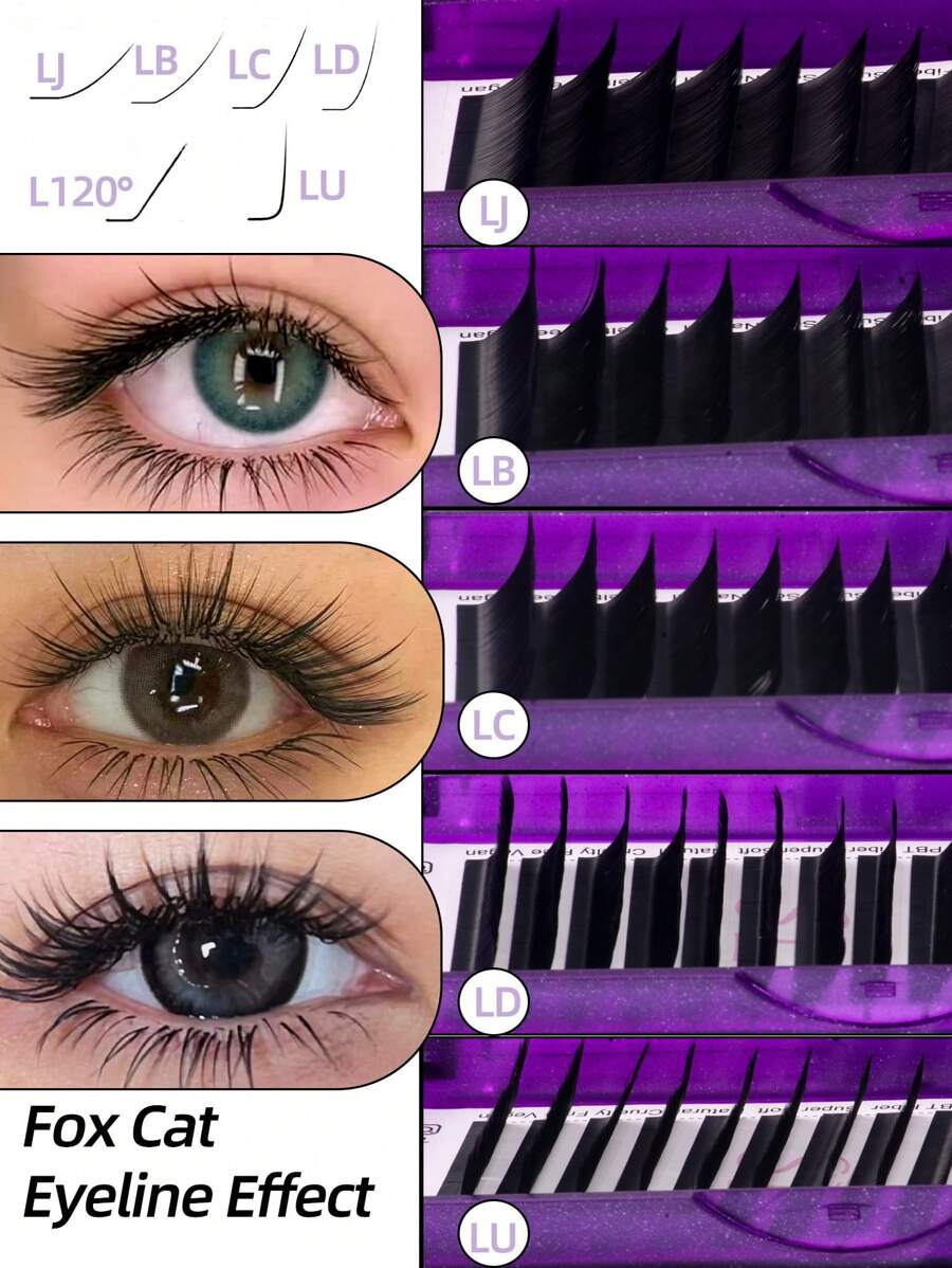 L M(LU) LJ LB LC LD Fuchs Katze Augenlinien-Effekt Kaschmir 12 Reihen Soft Dark Volume Classic Wimpernverlängerungen 8-15mm 0,07 Einzelwimpern Super Soft Matt Schwarze Seide Wimpernverlängerungszubehör für Schönheitssalons Neue Ankunft Wimpernbüschel, Wimpernbüschel, Einzelwimpern, Wimpern, Falsche Wimpern