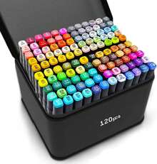120 Colors Alcohol Marker Set | Double-Tip Hybrid Art Markers For Sketching, Coloring & Underlining | Professional Permanent Sketch Markers | Ideal Halloween & Christmas Gifts