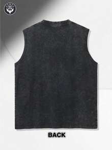 Western  Model! Sleeveless T-Shirt Cowboy Riding Pattern, "Rodeo Dreams" Text, Washed With Old Water, Made Of Pure Cotton Material, Creating A Sense Of Western Cowboy ! - Black - View 2