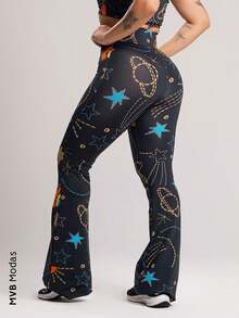 Women's Flare Pants Suplex High Waist MVB Modas - Cósmico - Ver 3