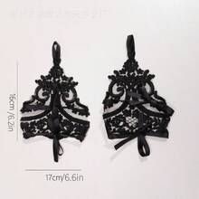 1 Pair Elegant Black Lace Fingerless Gloves For Women - Intricate Floral Pattern, Elastic Wrist Band, Breathable Polyester Fabric, Perfect For Halloween, Masquerade, Halloween Costume, Party Accessories, Fantasy Themed Outfits, Intricate Craftsmanship