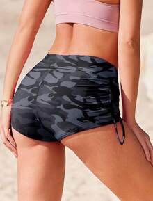 AI'Womens 3 Swim Board Shorts High Waisted Bathing Suit Bottoms Shorts Adjustable Ruched Side Bikini Shorts S-XXLA Valentine's Day P27X - 偽裝 - 查看 3