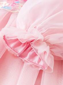 mini bala 2025秋季新款女童网纱连衣裙，中国风甜美柔软内衬 - 粉紅 - 查看 10