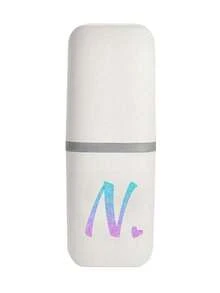 1pc Blue And Pink Gradient Glitter Heart Initials A-Z White Portable Toothbrush Case, Keep Your Toothbrush Clean And Safe On The Go!Travel Toothbrush Holder, Portable Toothbrush Cup Cover