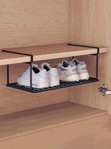 Expandable Under Cabinet Shelf,Foldable Shoe Rack, Extendable Under Shelf Storage With Removable Wire-Like Back For Pantry Cabinet, Laundry Room, Shoe Rack. Layered Partition, Shoe Rack, Hanging Basket, Storage Rack, Organizing Shoe Rack, No Drilling, Large Capacity - Multicolor - View 7