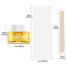 SUMAX 柠檬蜂蜜脱毛套装 - 150克天然身体蜡，包含木质蜡棒（适用于手臂/腿部/腋下）、可重复使用的蜡纸，打造光滑浅米色肌肤 - 黃色 - 查看 4