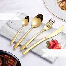 24-PIECE STAINLESS STEEL CUTLERY SET FOR 6 PEOPLE – GOLD LUXURY CUTLERY Dishwasher Friendly