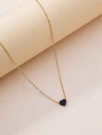 1pc Fashionable & Versatile Simple Heart Pendant Necklace