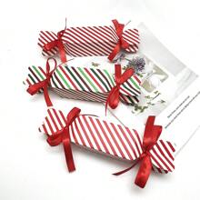 1/10/30/50/100 Pcs Christmas Candy Boxes With Ribbons, Red & White Striped Paper Gift Boxes For Candy, Chocolates, Party Favors, Xmas, Weddings & Party Decor, Christmas Room Decor Home Decor Christmas Decor Home Mystery Box Misteriosa Blind Box Halloween Candy Box Trick Or Treat Christmas Decorations