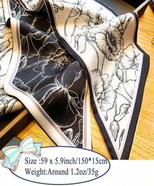 Pañuelo de bolso para carteras, pañuelos para el cabello de mujeres, bolsos, pañuelos largos y delgados, moda sedosa - Cartas de tarot A40 azules y blancas - Ver 3