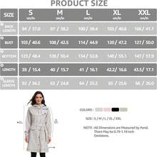UNIQUEBELLA Rain Jackets For Women Waterproof, Raincoat Long Hooded Rain Coats Outdoor Windbreaker Trench Coat - 灰色 - 查看 6
