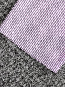 3 件套年轻女孩休闲夏季套装，带花卉印花吊带条纹长袖上衣和裤子 - 紫色 - 查看 6