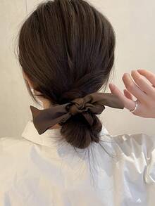 女士缎面简约蝴蝶结发圈（米色）、发带、发圈、发圈、休闲、洗脸、发饰 - 彩色 - 查看 3