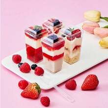 60/50/40/30/20 pezzi Coppette da dessert quadrate mini da 90ml, ciotole per antipasti in plastica trasparente, adatte per compleanni, matrimoni, feste