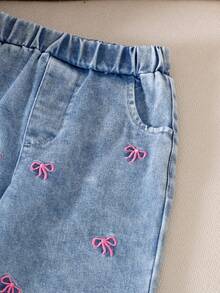 2 Stücke Baby Mädchen Vintage Schleife Langarm Denim Jacke + Jeans Hose Set, Herbst & Frühling - Blau - Übersicht 6