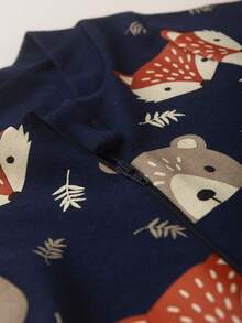 BEBE FOFUXO Baby Jumpsuit Without Feet With Zipper Suede Print (NB/S/M/L/1) - Navy Blue - View 3