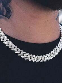 1pc Women's All-Match Versatile Super Shiny Punk Hip Hop Layered Chain Necklace, Multi-Size - New Cuban Necklace - View 6