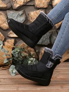 Botas de media pantorrilla cómodas, térmicas y resistentes al agua con cremallera lateral, de moda para el invierno 2025. Botas de nieve ligeras y cálidas para exteriores para damas.