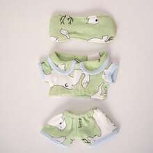 (Colocación de patrones al azar) Ropa solo para muñeca Labubu de 17 cm, Conjunto de pijama lindo, Ropa de muñeca de peluche Labobo con forma de corazón y macarrón, Compatible con Labubu - Multicolor - Ver 7