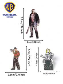 Warner Bros 官方授权恐怖电影珐琅别针套装 1/3 件 Beetlejuice Freddy Jason 胸针锌合金翻领别针适用于夹克背包衣服 DIY 装饰时尚配饰完美的日常穿着必备生日特殊场合的绝佳礼物选择高品质工艺与鲜艳的色彩和复杂的细节为您的服装增添一丝怪异的乐趣非常适合电影爱好者收藏家和经典恐怖喜剧电影的粉丝 - 彩色 - 查看 2