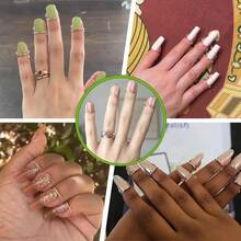 10 个非粘性可调节指甲环、可替代丙烯酸指甲胶的非粘性可调节指甲环、可重复使用的指甲环、穆斯林妇女和女孩的珠宝礼物（金色、银色、玫瑰金、黑色）、美甲用品、美甲工具、美甲工具、返校、指甲、按压指甲用美甲工具