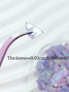 1盒美人鱼极光贝壳薄片环氧树脂填料，不对称闪光薄片贝壳填料，适用于DIY工艺品、珠宝铸造材料 - 淡紫色 - 查看 4