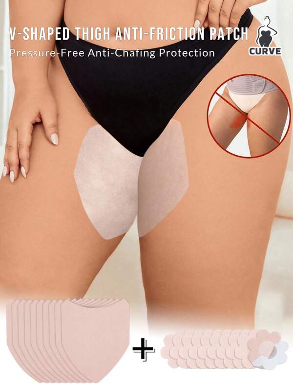 20pcs(Anti-Friction Stickers + Flower Nipple Stickers) Extra Large Plus Size Inner Anti-Friction Leg Covers For Men And Women, Elastic Thigh Protector To Prevent Chafing And Friction, Anti-Chafing Stickers For Thigh, Walk With No Chafing, Invisible Inner Thigh Friction Protection, Suitable For All Seasons