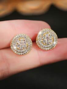 1set/3pcs Fantasy Gold Plated Flower Cubic Zirconia Necklace Earring Set Female Charm Jewelry Gift For Daily Wear And Festivals