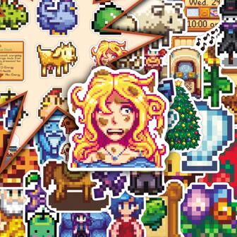50pcs Stardew Valley Cute Cartoon Game Anime Stickers For DIY Decoration, File Folders, Notebook, Documents,For School Supplies,Back To School