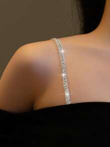 Rhinestone Embellished Women's Bra Strap, Metal Decor Backless Bra Strap/Women's Lingerie Accessory