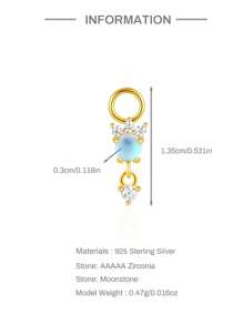 1 pieza Pendiente de plata de ley 925 con circonita de color piedra lunar para mujer, pendiente vintage, accesorio de regalo para ella, para boda, fiesta o regreso a clases